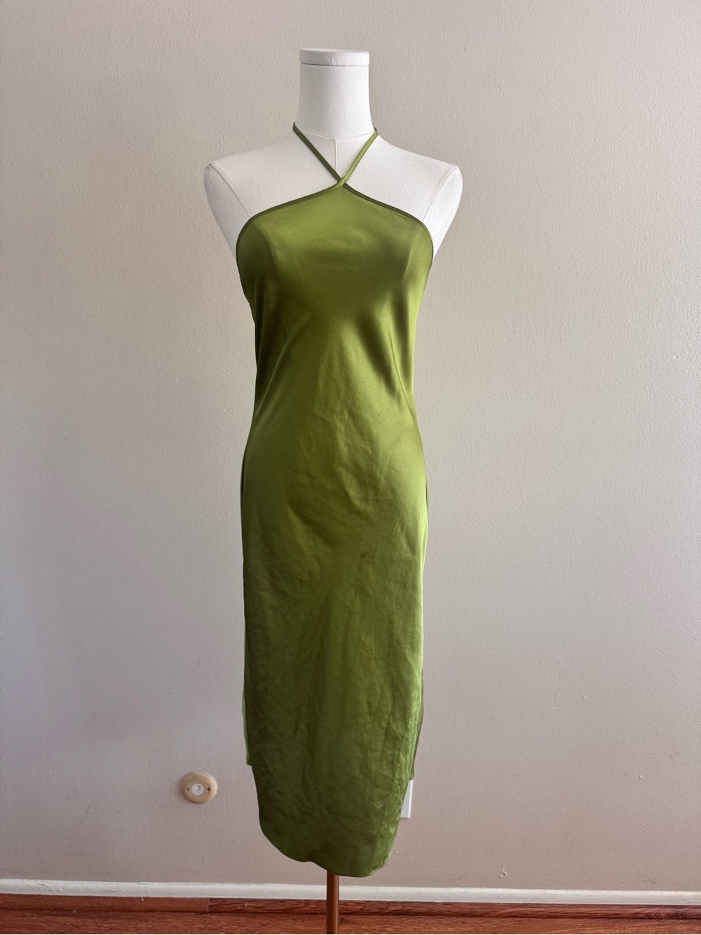 Wilfred Aritzia Green Halter Midi Slip Dress